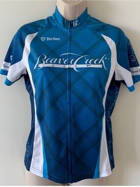 Blue Declare Beaver Creek Club Zip Up Short Sleeve Bike Cycling Shirt Jersey S